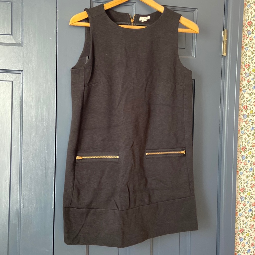 J crew black dress with gold zipper details and pockets small